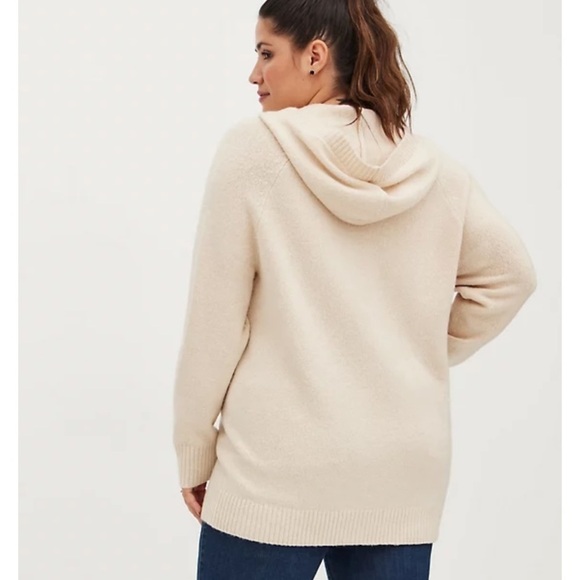 torrid hooded sweater rainbow lips pullover large nwt jumper cream new - Picture 7 of 11